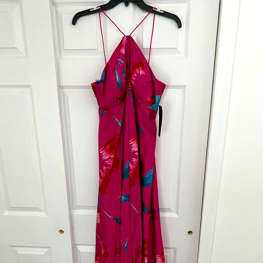 Aidan Mattox Silk Pink Floral Dress size 8 BNWOT